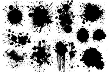 Abstract Ink Splatters Collection for Creative Projects - obrazy, fototapety, plakaty
