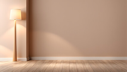 A room with a white wall and a wooden floor