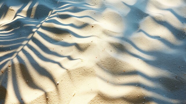 Beach sand with palm leaf shadows