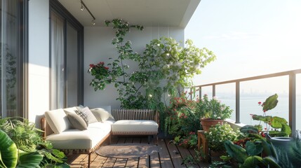 Fototapeta na wymiar Minimalist Balcony Garden