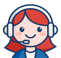 男女のオペレーターアイコンセット　線あり・なし