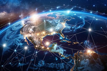 US Technology Network: Global Connectivity Mapping Earth's Data Transfer