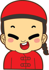 
Variation of kids face from any race. Mongoloid race emoticon. Avatar of boy and girl kids.