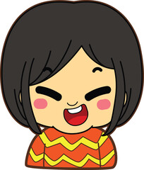 
Variation of kids face from any race. Mongoloid race emoticon. Avatar of boy and girl kids.