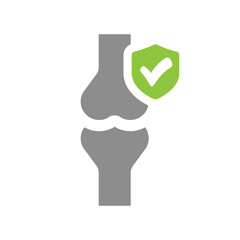 Human joint with checkmark shield. Healthy joints vector icon