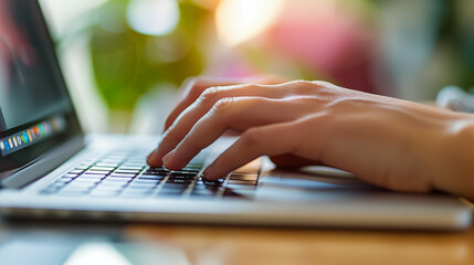 person typing on a laptop keyboard