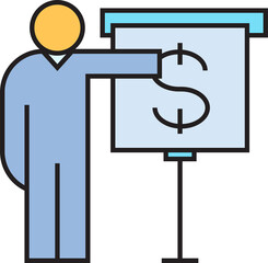 People Presenting Dollar on Whiteboard Icon
