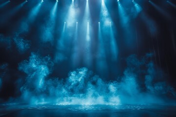 Stage Spotlight with Laser rays and smoke, Stage lighting, Stage background