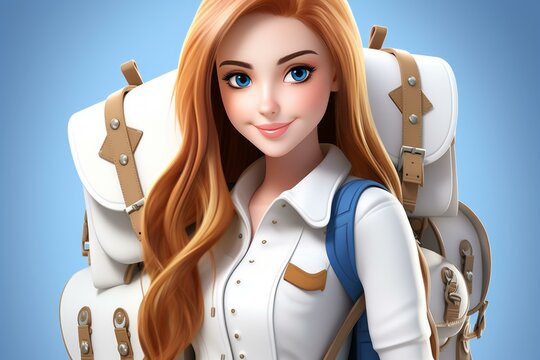 Illustration of a young woman with a backpack