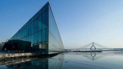 Fototapeta premium Reflections of a City's Skyline in a Modern Glass Building