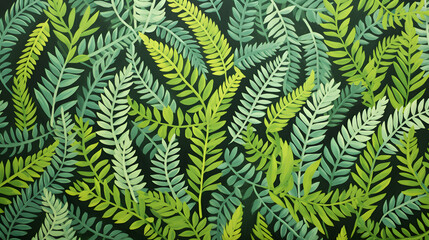 Digital vintage gouache art ferns pattern abstract graphic poster web page PPT background