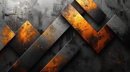 Stylish simple yellow orange gradient arrows creative design with arrows, angles, gray and yellow line elements. Futuristic technology concept with abstract black background.