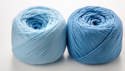 Blue a skein of yarn isolated on white background, top view