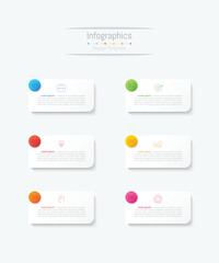 Infographic 6 options design elements for your business data. Vector Illustration.