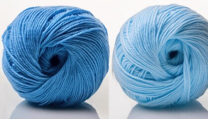 Blue a skein of yarn isolated on white background, top view