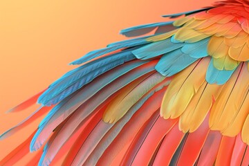 Fototapeta premium A colorful bird's wing with blue, red, and yellow feathers