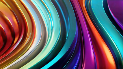 3d render of background of colorful wavy curves and smooth lines