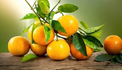  Bunch of orange with branch and leaves isolate on white background. 