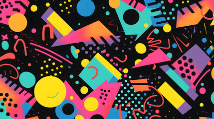 Digital retro fabric print geometric pattern graphics poster background