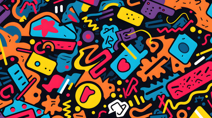 Obraz premium Digital retro fabric print geometric pattern graphics poster background