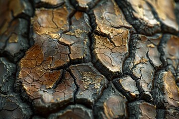 The bark of a tree is rough and has many cracks