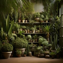 Indoor Garden with a Variety of Potted Plants