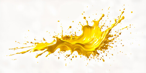 A splash of yellow paint against a white background, creating a dynamic and vibrant scene.