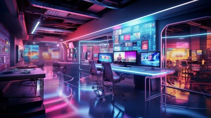 futuristic news studio