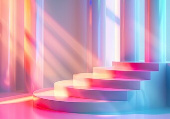 pastel color 3d rendering background with empty podium