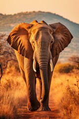 Fototapeta premium Elephant walking in the savanna