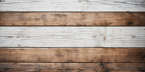 A close-up of a wooden wall with horizontal planks, each showing signs of wear and tear.