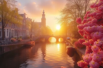 Amstel River in spring - obrazy, fototapety, plakaty