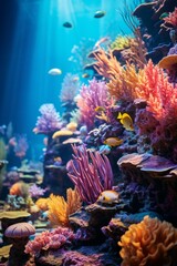 Underwater world full of vibrant coral and colorful fish