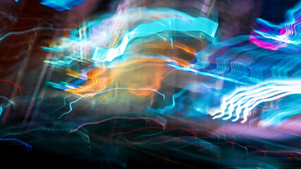 City motion blurred cityscape lights background at night
