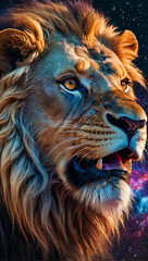 Naklejka premium The Lion in the Universe