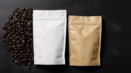two plain plastic coffee packaging for mockup