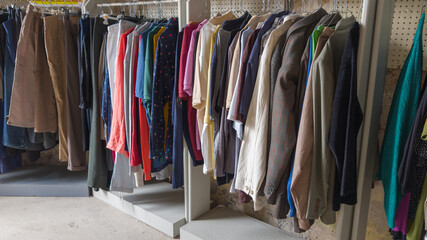 Hanging clothes shop second hand clothing store clothes in store women mail