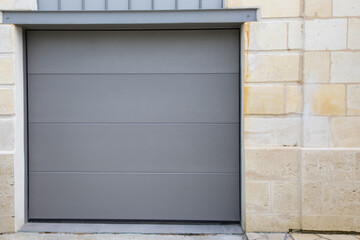 roller grey garage door gate home facade of house entrance car gray portal building
