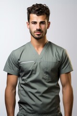 Obraz premium Portrait of a male doctor wearing green scrubs