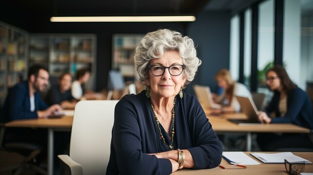 Confident senior businesswoman in modern office