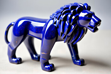 Lapis lazuli lion figurine. Digital illustration.