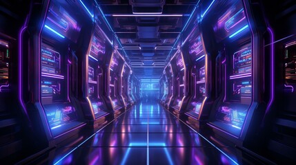 Obraz premium Futuristic Sci-Fi Spaceship Control Room
