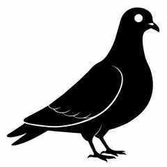 Pigeon of peace silhouette vector art illustration with white background
