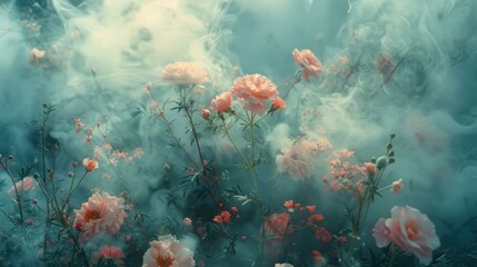 ethereal flowers in a dreamlike setting
