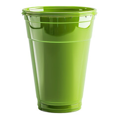 Green plastic party cup isolated on transparent background