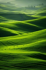 Fototapeta premium Picturesque green rolling hills under sunlight