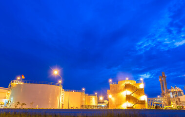 Gas turbine electrical power plant at dusk