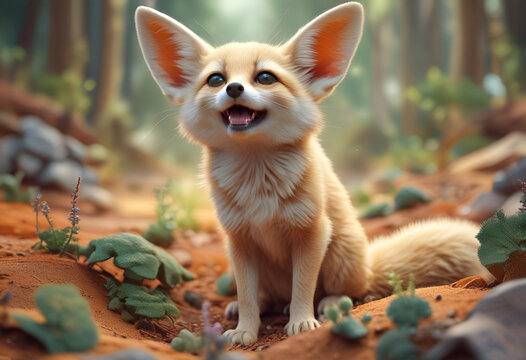 happy fennec fox