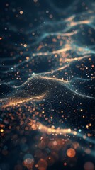 Blue and orange glowing particles background
