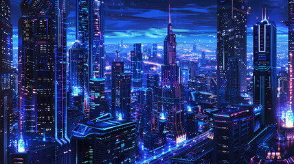 Slightly futuristic night cityscape
